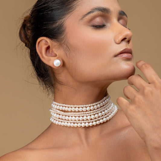 Graduated Multi-Strand Pearl Choker