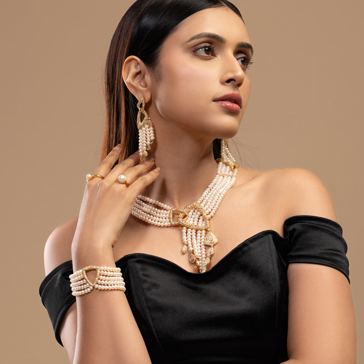 Pearl & Gold Bridal Set
