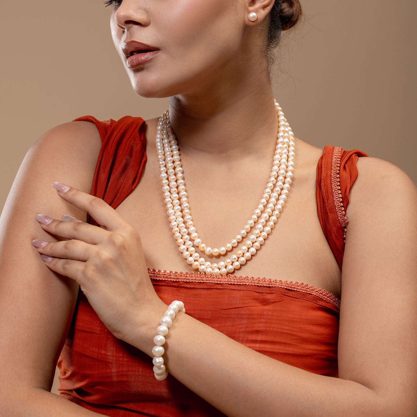 Triple-Strand peach Pearl Mala