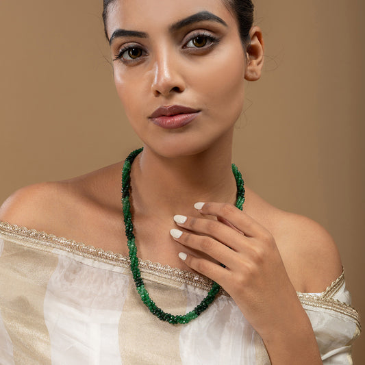 Twisted Onyx Mala in green by Vionora Pearls & Gems