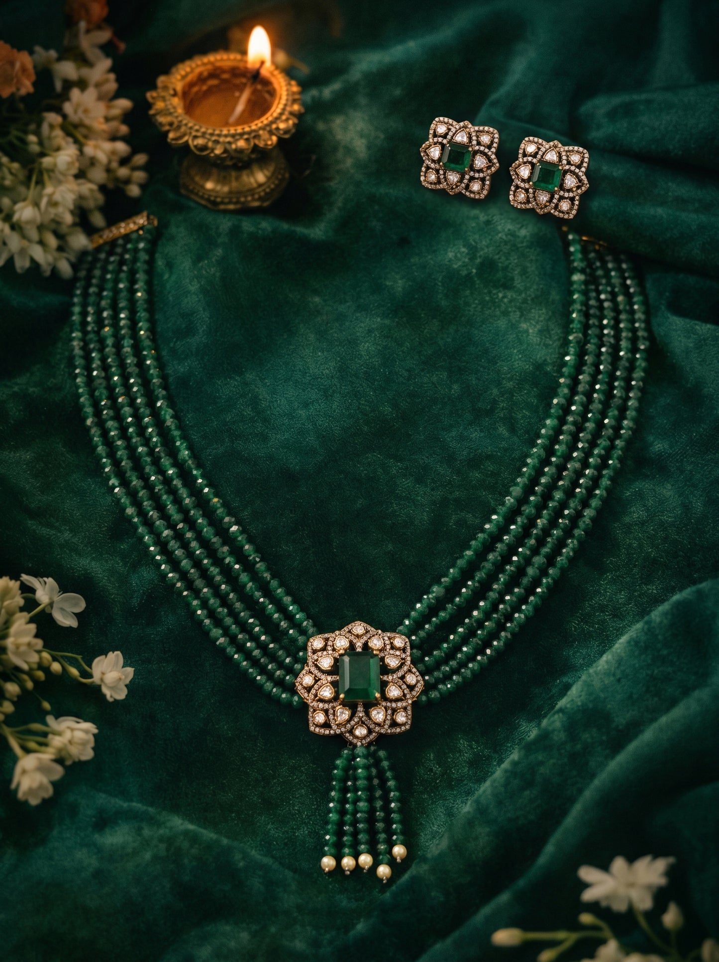 Green Stone Pendant Set