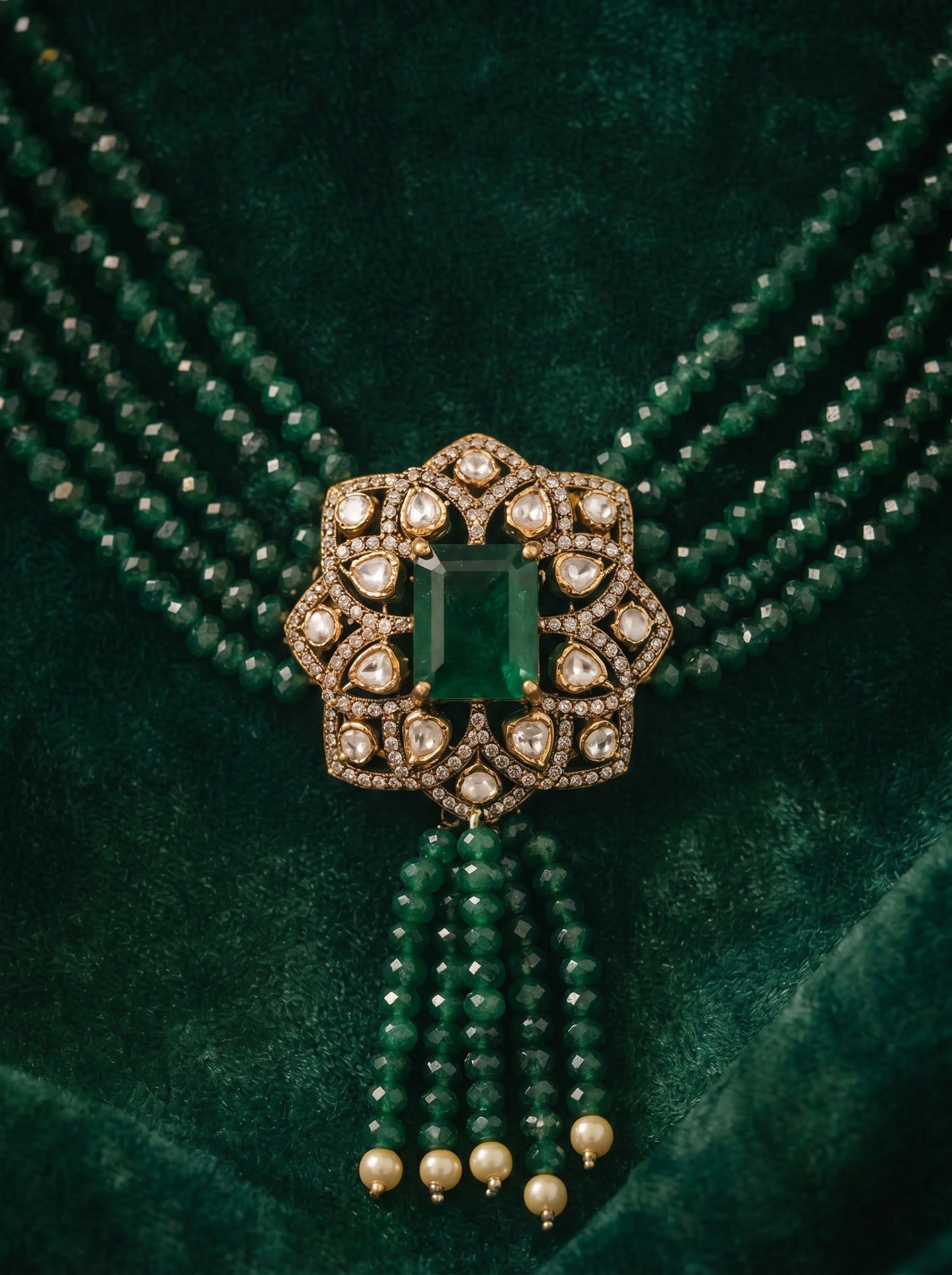 Green Stone Pendant Set