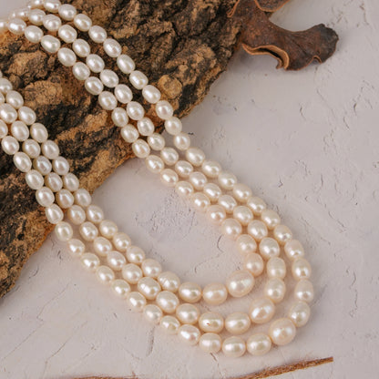 Multi-Strand White drop Pearl Mala