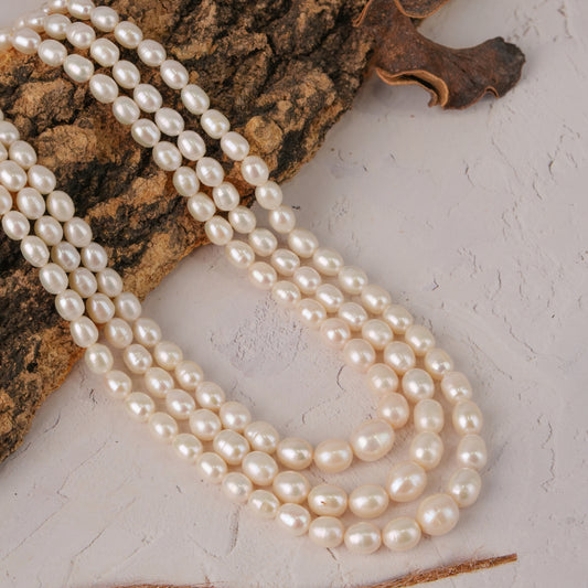 Multi-Strand White drop Pearl Mala