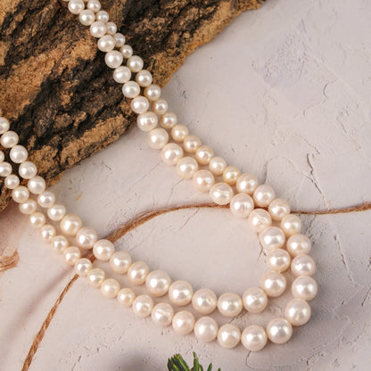 Graduated Double-Strand Round Pearl Mala