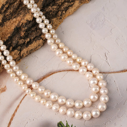 Graduated Double-Strand Round Pearl Mala