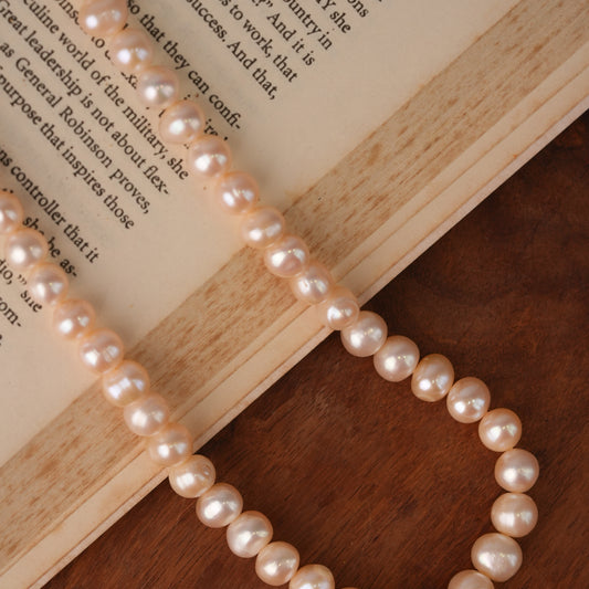 Peach Near-Round Pearl Mala