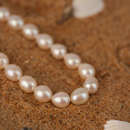 White Oval Pearl Mala
