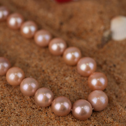 Rose-Peach Round Pearl Mala