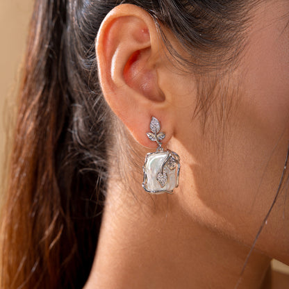 Ivory Shell Vine Drops (Silver)