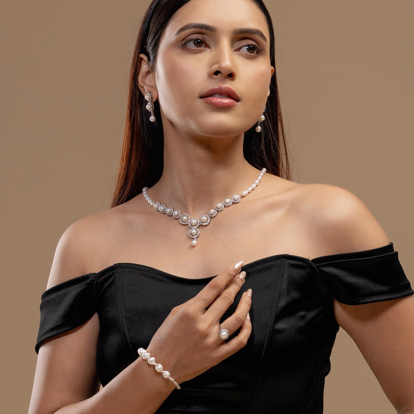 Pearl Halo Drop Necklace