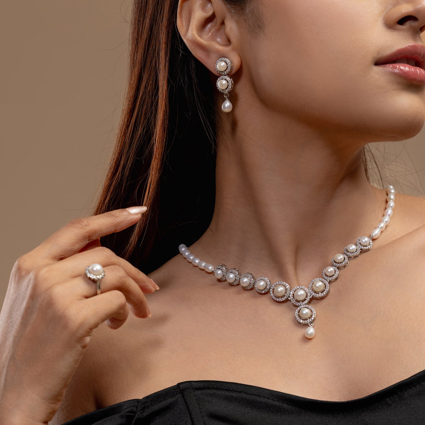 Pearl Halo Drop Necklace