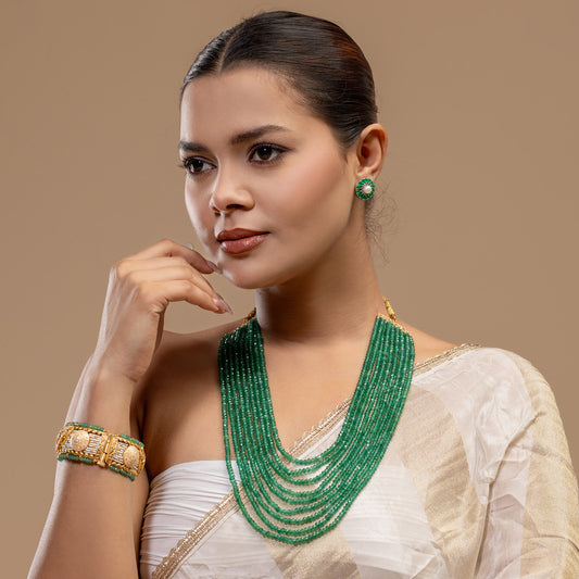 Green Stone Layered Mala Set