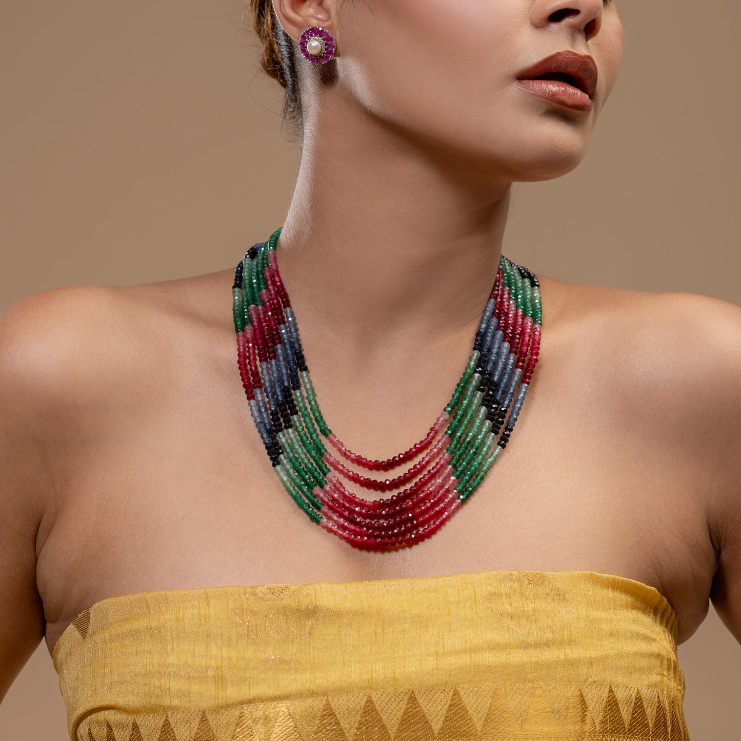 Multicolour Semi precious Layered Mala