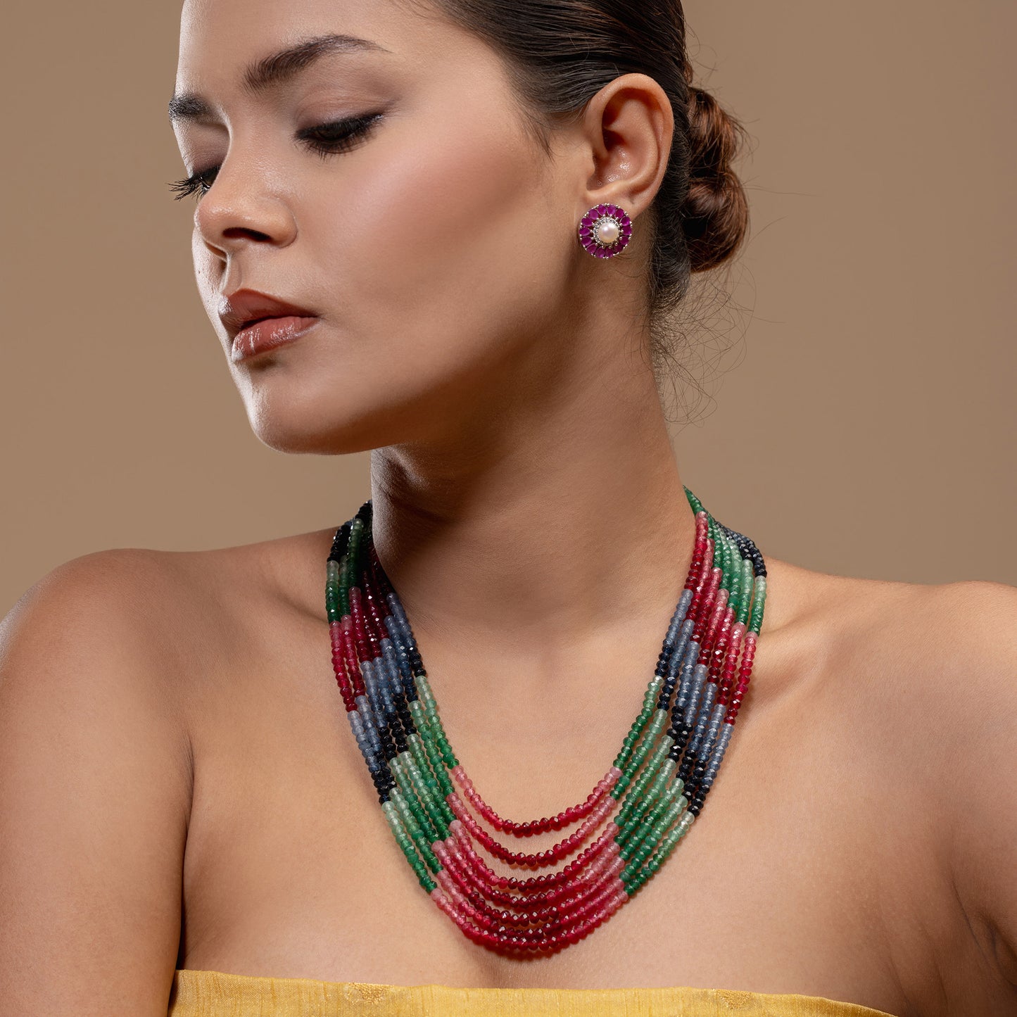 Multicolour Semi precious Layered Mala
