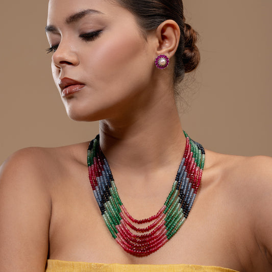 Multicolour Semi precious Layered Mala