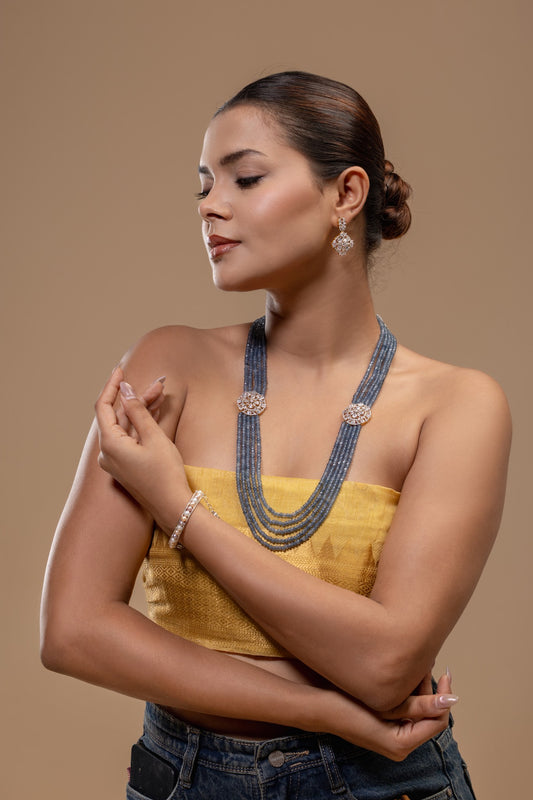 Blue Stone Layered Pendant Necklace
