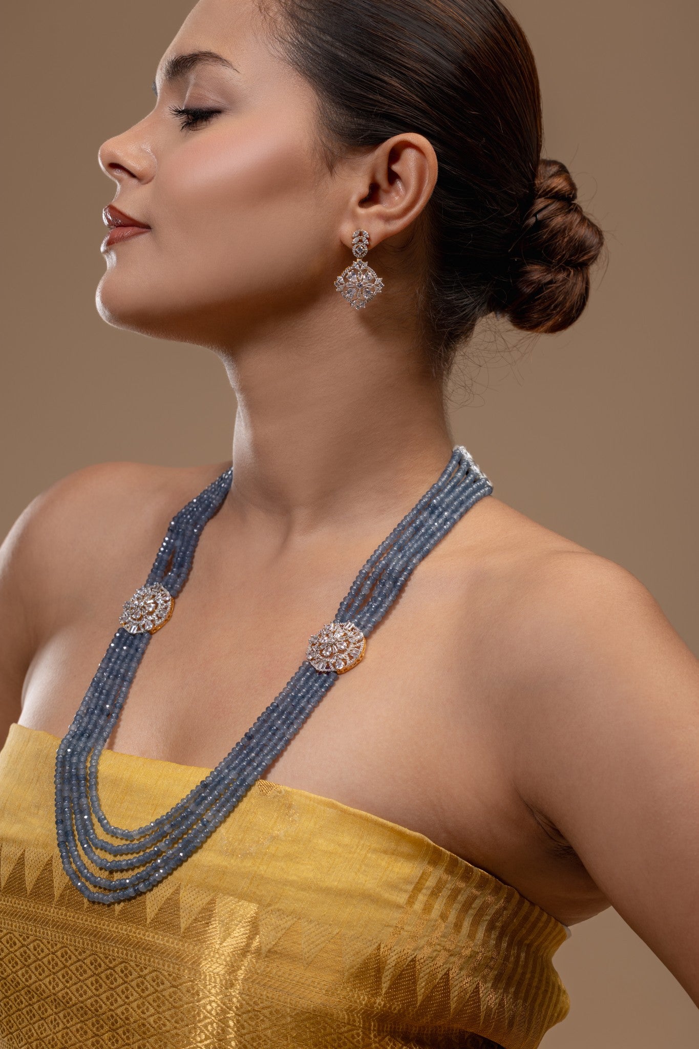 Blue Stone Layered Pendant Necklace