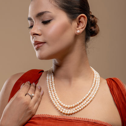 Triple-Strand peach Pearl Mala