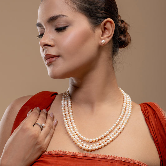 Triple-Strand peach Pearl Mala