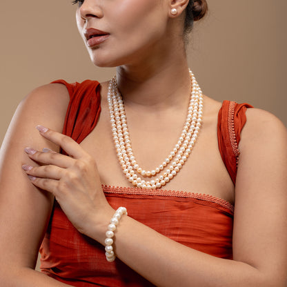 Triple-Strand peach Pearl Mala