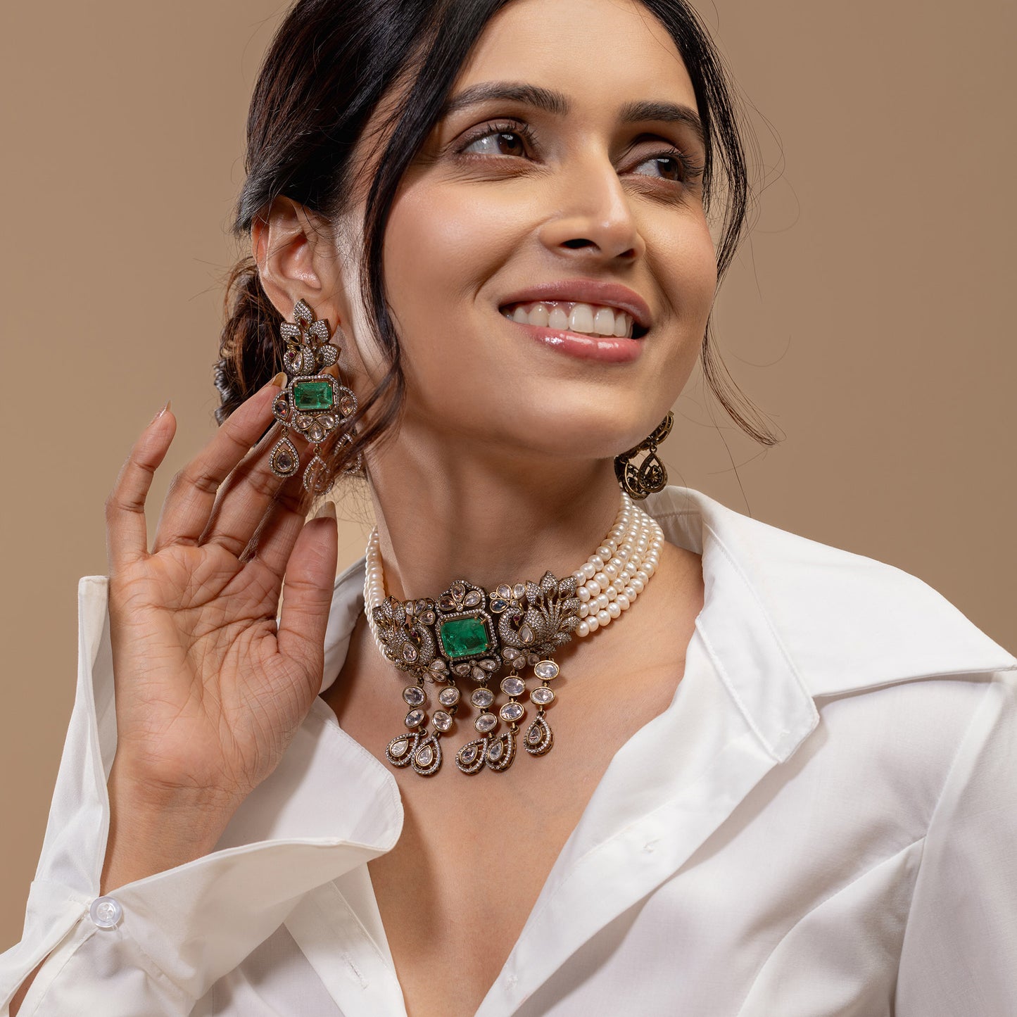 Green Stone Bridal Choker Set