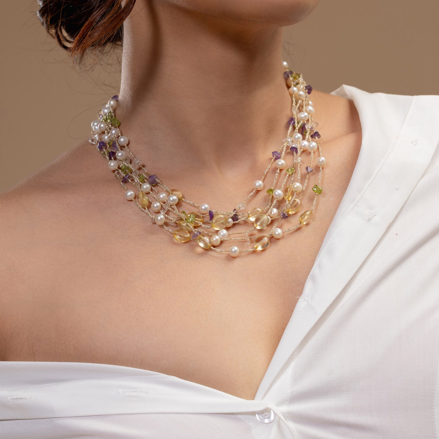 Pastel Stone & Pearl Necklace