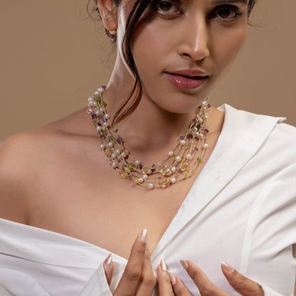 Pastel Stone & Pearl Necklace