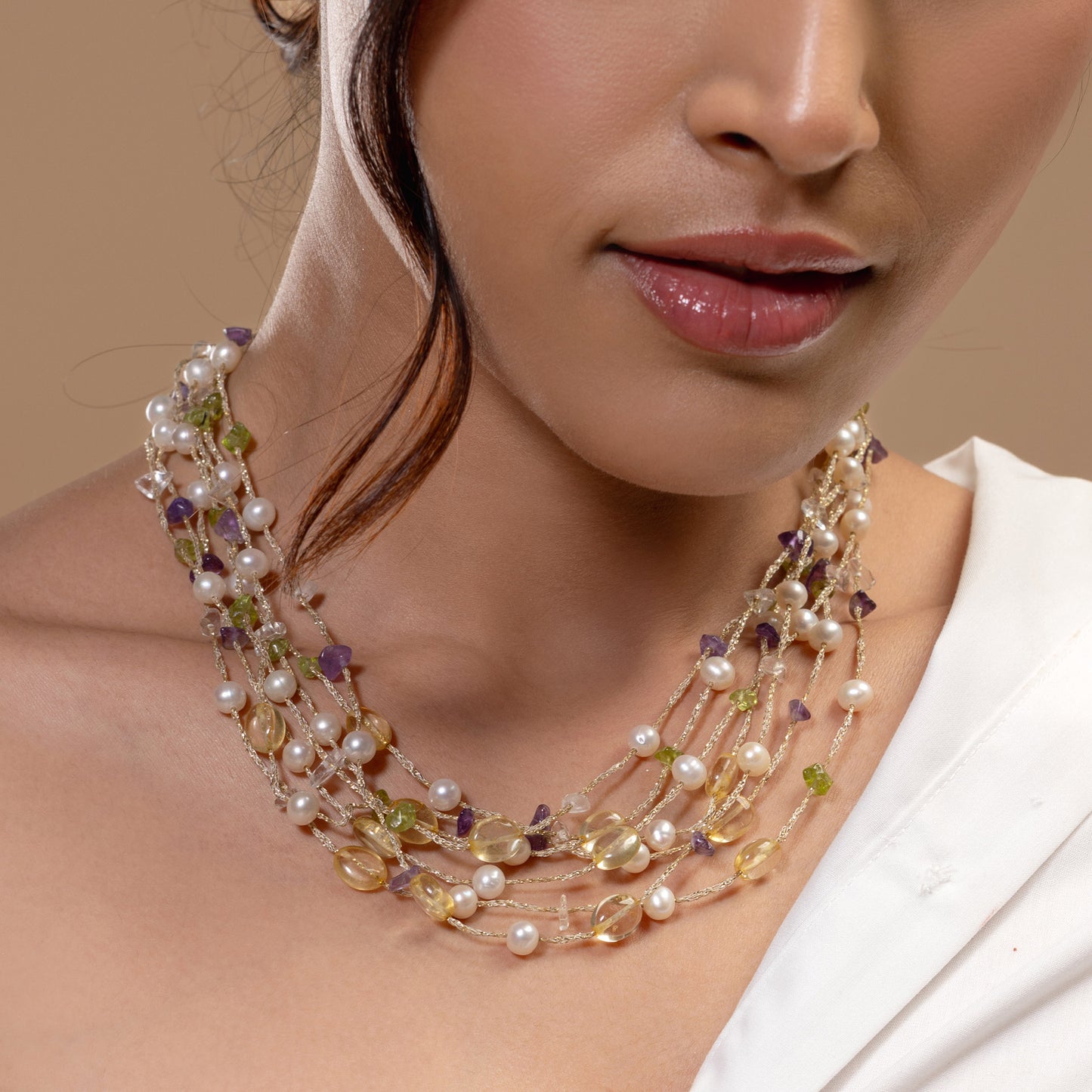 Pastel Stone & Pearl Necklace