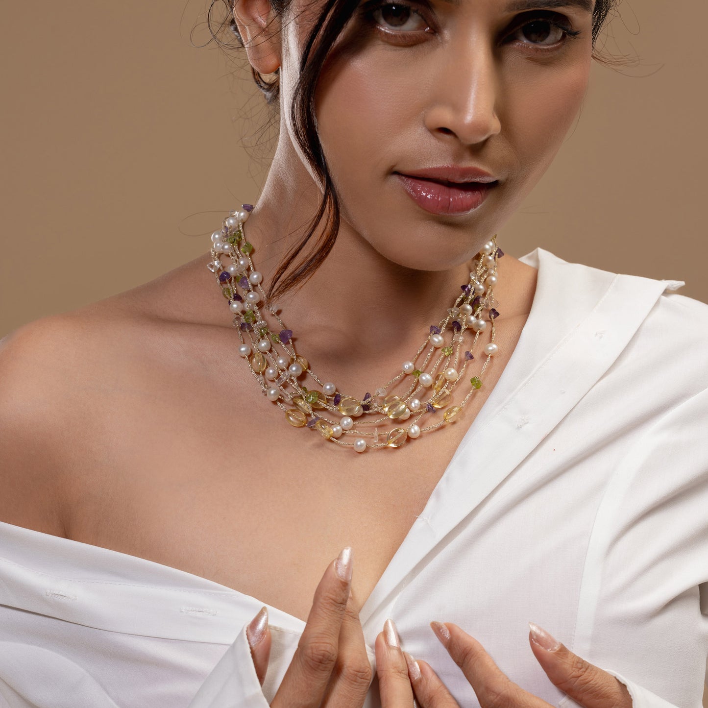 Pastel Stone & Pearl Necklace
