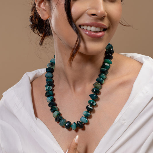 Agate Stone green shaded Mala