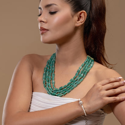 Carved Green Stone Mala