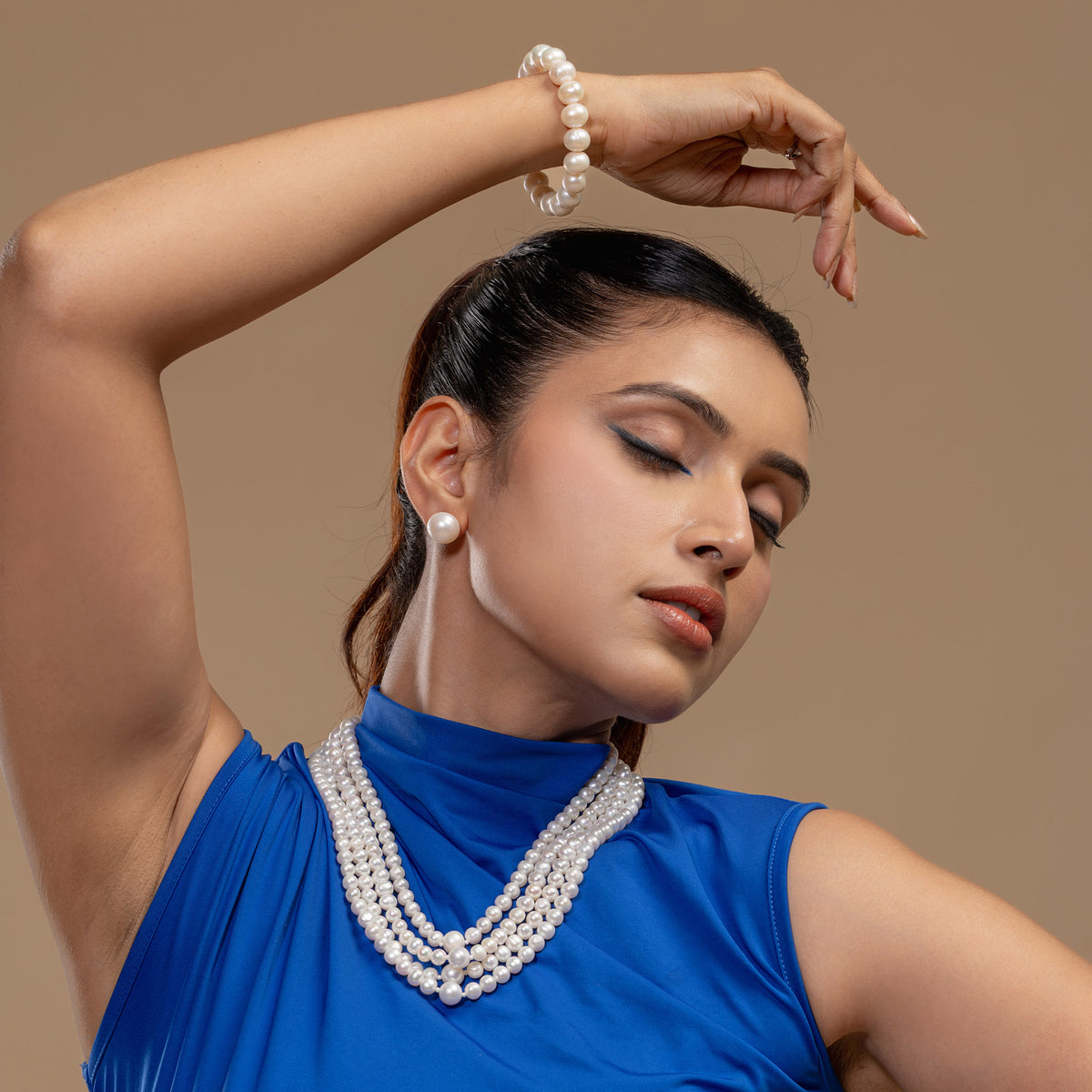 Multi-Strand White Pearl Necklace