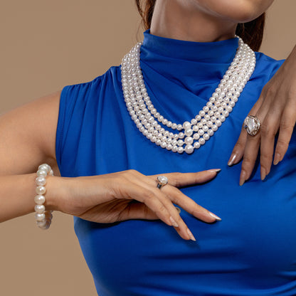 Multi-Strand White Pearl Necklace
